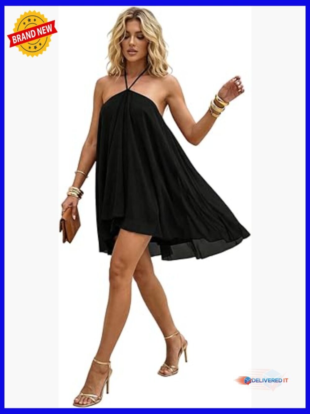 Backless Halter Dress Sleeveless Asymmetrical Party Summer Vacation